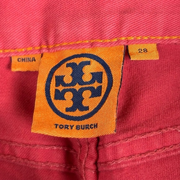 EUC Tory Burch “Ivy Super Skinny” Low Rise Ankle Jeans Sz 28 (Bright Coral Red) - Picture 11 of 16